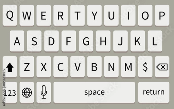 Fototapeta Mobile QWERTY Keyboard Layout for Digital Input