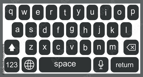 Fototapeta Virtual Mobile Keyboard Interface – Modern Touchscreen Typing UI