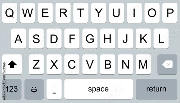 Fototapeta Virtual Mobile Keyboard Interface – Modern QWERTY Touchscreen UI
