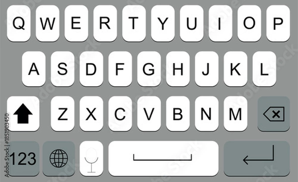 Fototapeta Virtual Mobile Keyboard Interface – Modern QWERTY Touchscreen Input UI