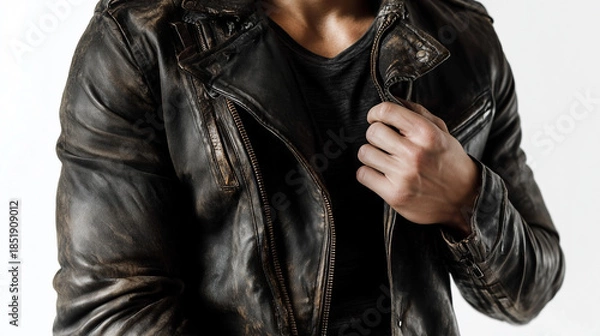 Obraz A man wearing a leather jacket