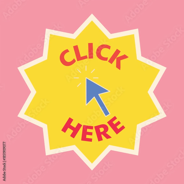 Fototapeta Call to Action Button – Interactive Click Here Star Badge UI Element