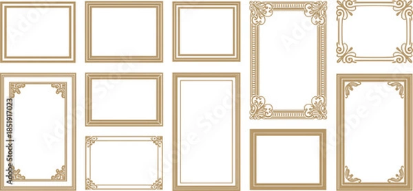 Fototapeta Luxury Gold Frame Vector Graphics Collection - Elegant Border Designs for Premium Visuals and Sophisticated UI