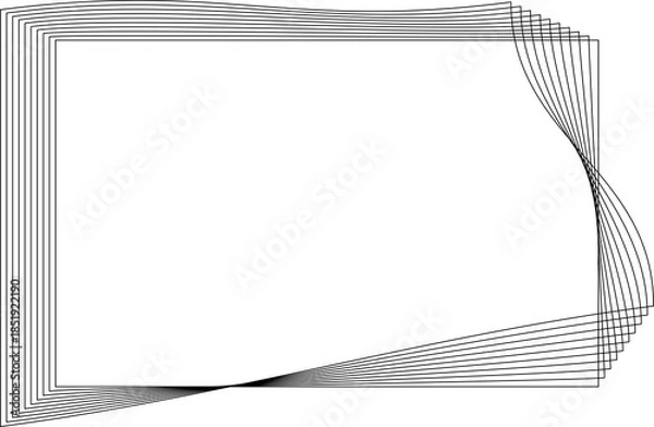 Obraz Rectangle frame emblem dynamic line blending. Technology creative