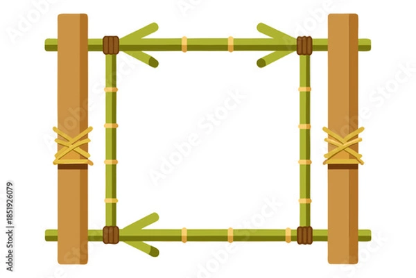 Obraz Bamboo frame set with rope bindings, minimal vector style