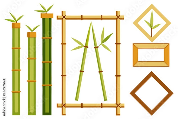 Obraz Bamboo stick frames collection, simple geometric shapes