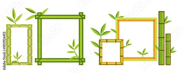 Obraz Eco-style bamboo frames, square and horizontal rectangles, flat design