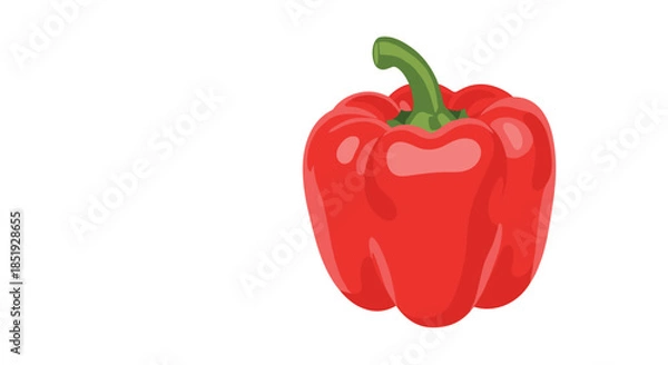 Fototapeta A vibrant and fresh red bell pepper, showcasing its glossy skin and healthy appearance, isolated on a clean white background.