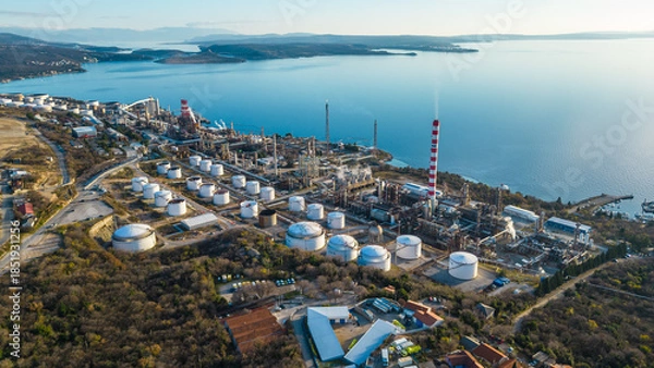Obraz Coastal Refinery Aerial View