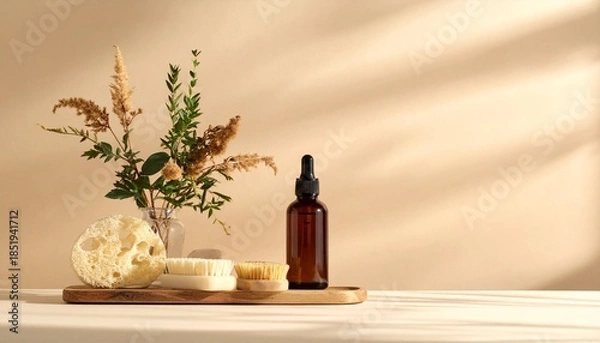 Obraz オーガニックヘアケアを想起させる、自然素材由来の穏やかな背景。
マットな質感とアースカラーが、健康的で信頼感のある印象を演出。
中央に広いネガティブスペースを確保し、広告や商品訴求に最適。
ウェルネス、美容、ヘアケアブランドのビジュアルに対応します。