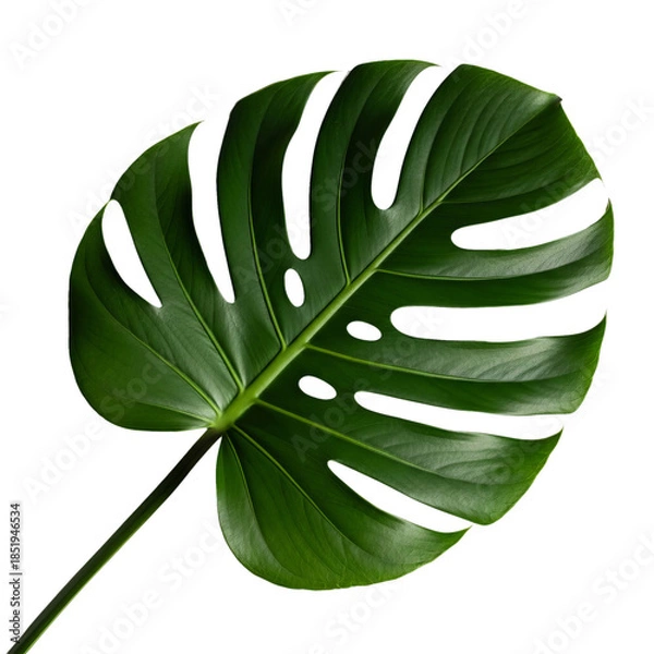 Obraz The photograph features an elongated palm leaf with veins and texture visible against a solid background.