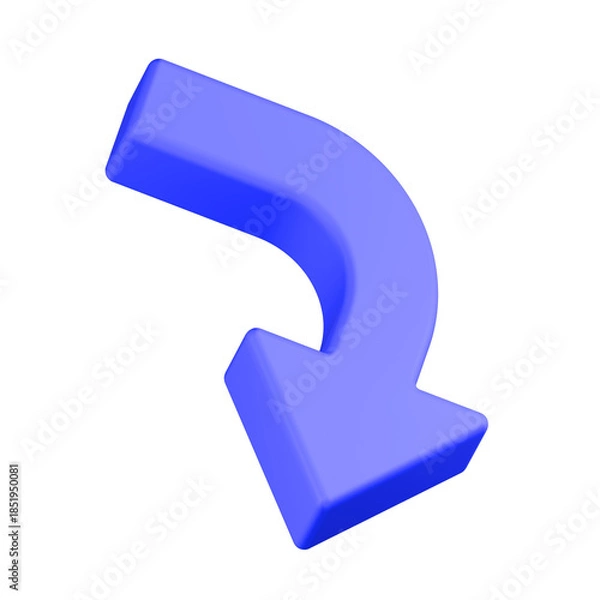 Obraz down arrow icon 3d render blue button