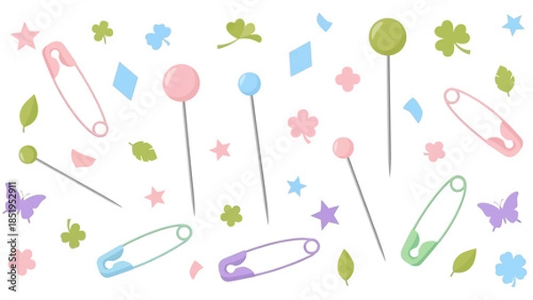 Obraz Cute Decorative Pins with Confetti Style Elements