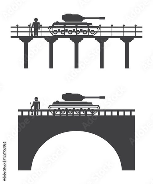Fototapeta tank and solder on bridge