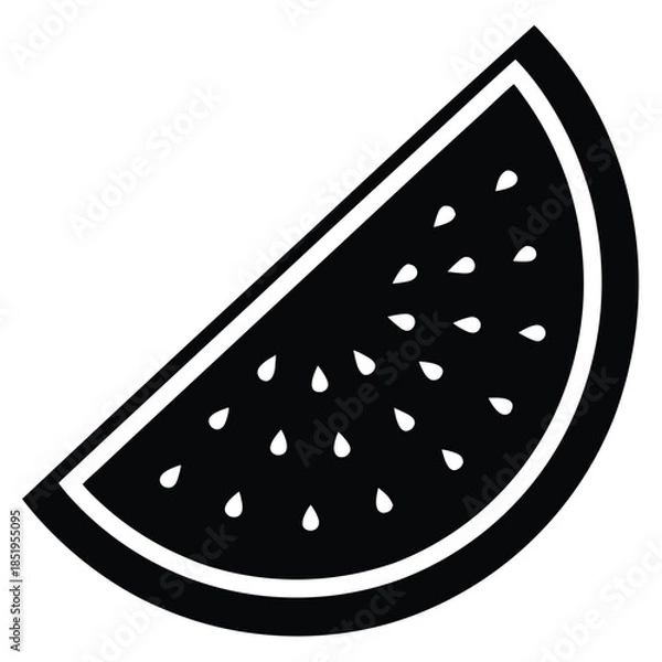 Obraz watermelon slice outline vector illustration on white background