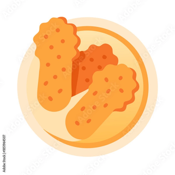Obraz Chicken nuggets on a plate simple vector flat illustration