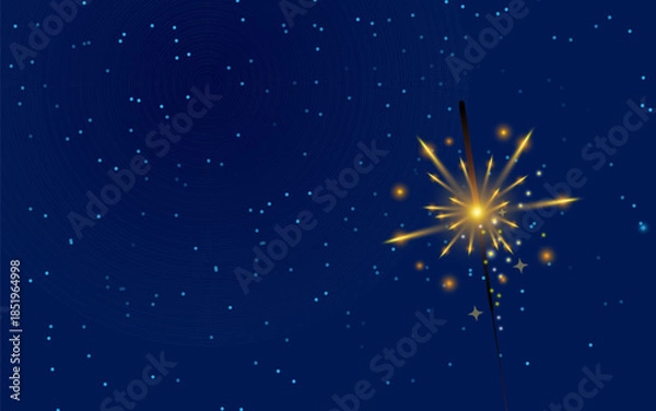 Obraz Sparkler Light on Night Snowfall Background with Copy Space
