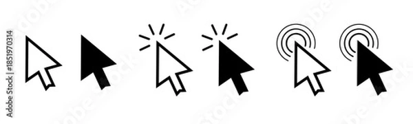 Obraz Computer mouse click cursor icons set vector illustration