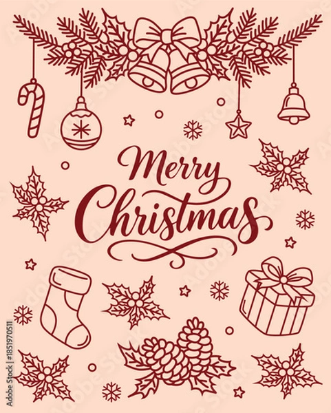 Obraz set of christmas elements