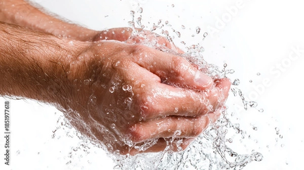 Obraz A man is washing his hands with water