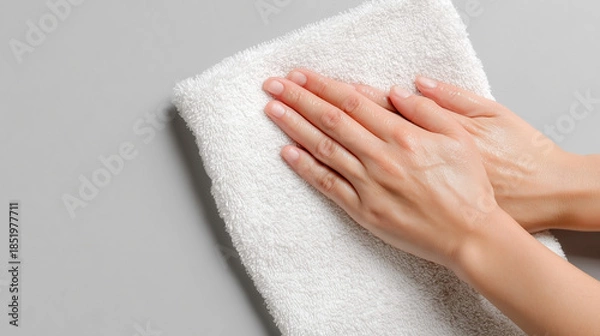 Obraz A hand is washing a towel