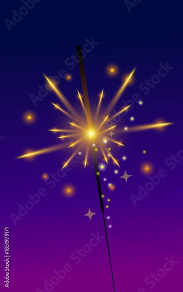 Obraz Vertical Sparkler Light on Dark Background with Copy Space