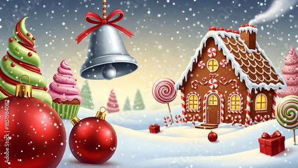 Obraz christmas card with christmas tree