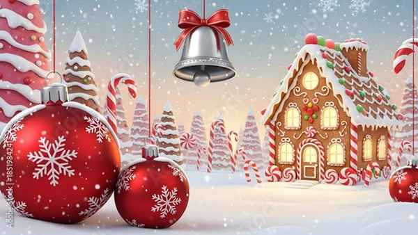 Obraz christmas decoration on red background