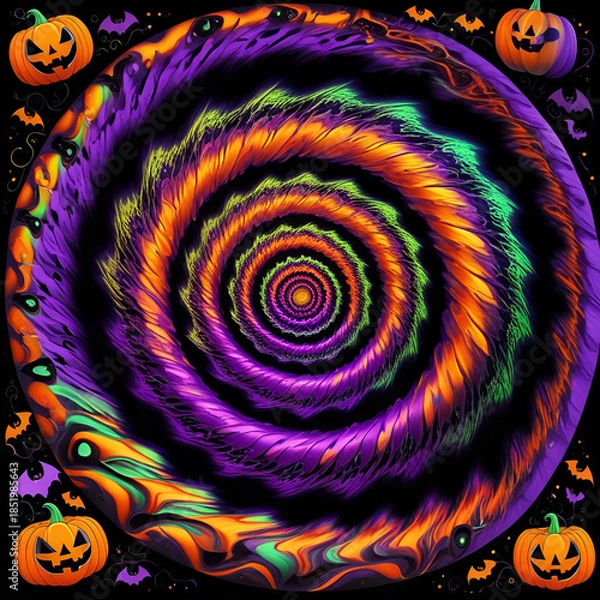 Fototapeta Psychedelic Halloween spiral pattern illusion