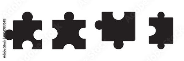 Obraz Jigsaw puzzle pieces icons set symbolizing connection, teamwork and problem solving.
