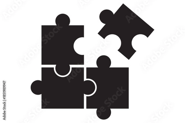 Obraz Jigsaw puzzle pieces icons set symbolizing connection, teamwork and problem solving.