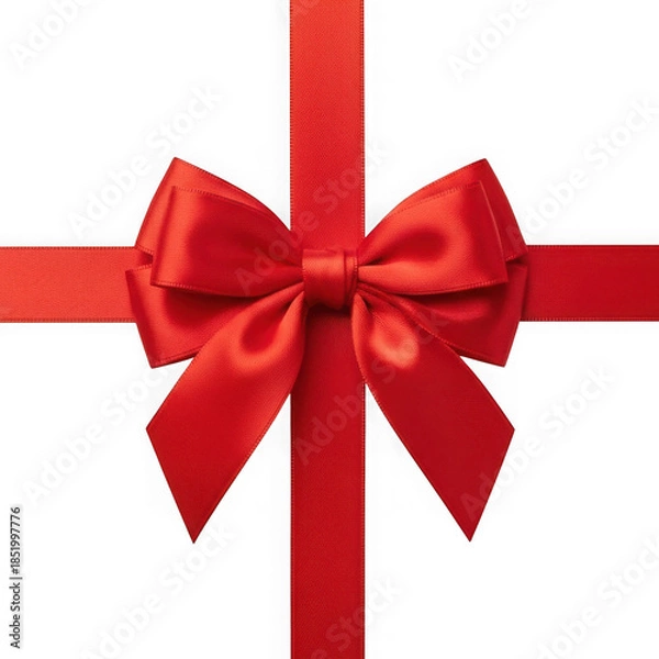 Obraz Red gift bow isolated on transparent background