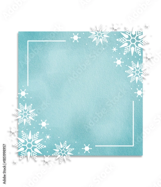 Obraz Winter Snowflake watercolor Frame square Background