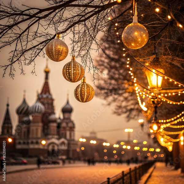 Obraz Realistic Festive Background with Soft Golden Lighting