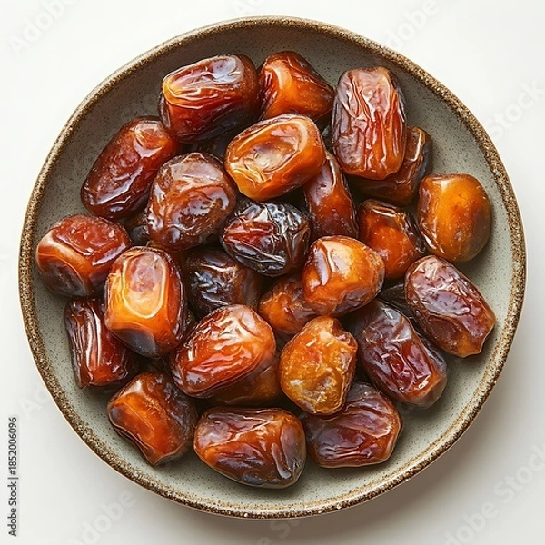 Obraz Bowl of ripe Medjool dates with glossy brown skin and textured surface dried fruit