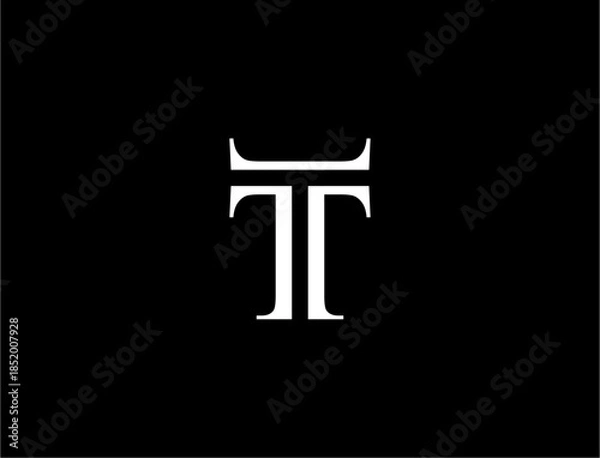 Obraz Letter t monogram on black background