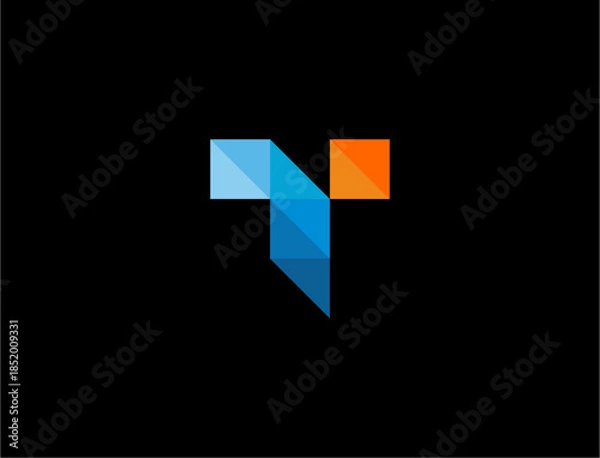 Obraz Abstract geometric logo design on black background