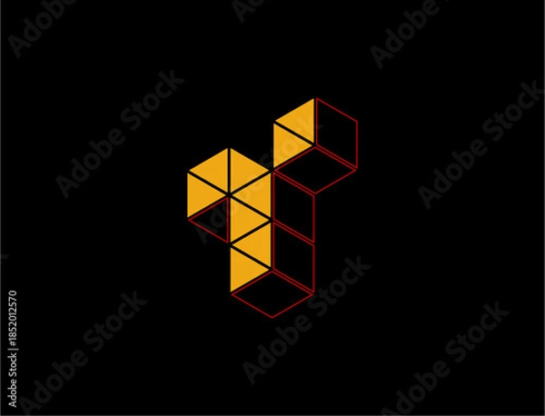 Obraz Abstract geometric design with cubes and triangles