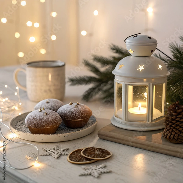 Obraz Minimal Festive Background with Soft Amber Lighting and Depth