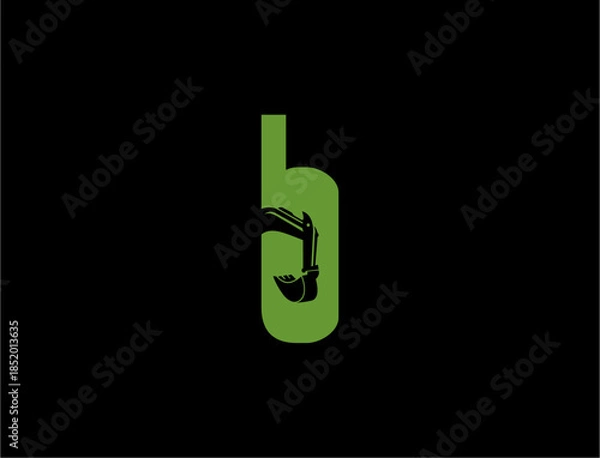 Obraz Letter b logo with excavator