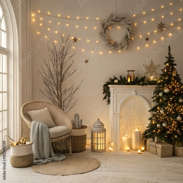 Obraz Neutral Festive Background with Elegant Warm Glow