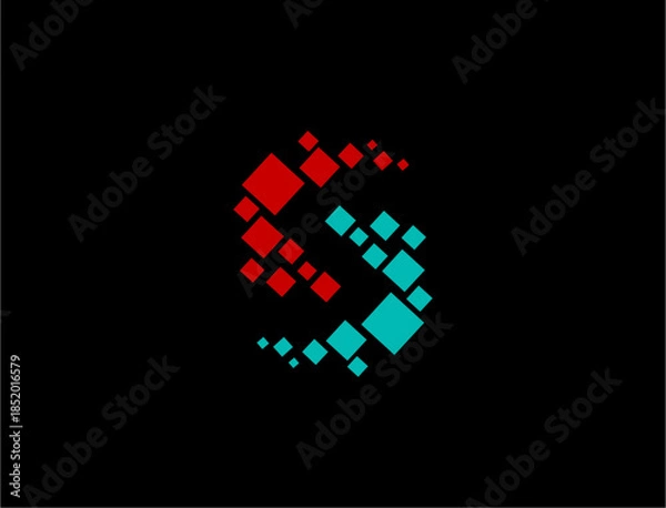 Obraz Abstract s letter design with squares