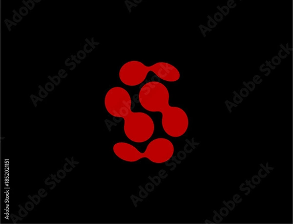 Obraz Abstract red shape on black background