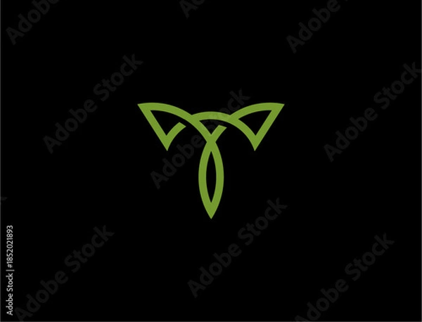 Obraz Abstract green logo on black background