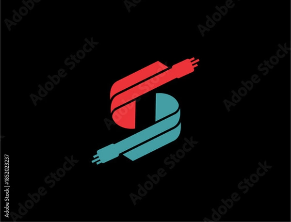 Obraz Abstract design with red and green elements on black