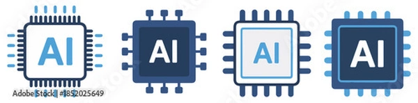 Obraz ai processor circuit icons set