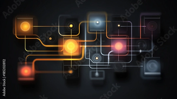 Fototapeta Futuristic Data Flow Diagram - Vector