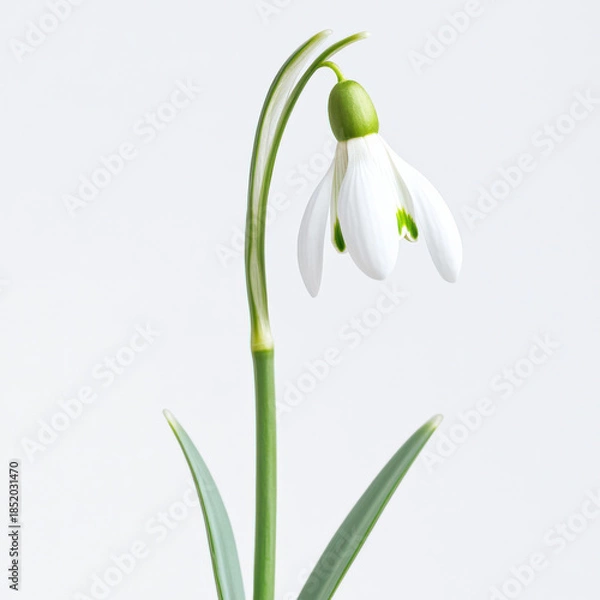 Obraz Single snowdrop flower isolated on white background

