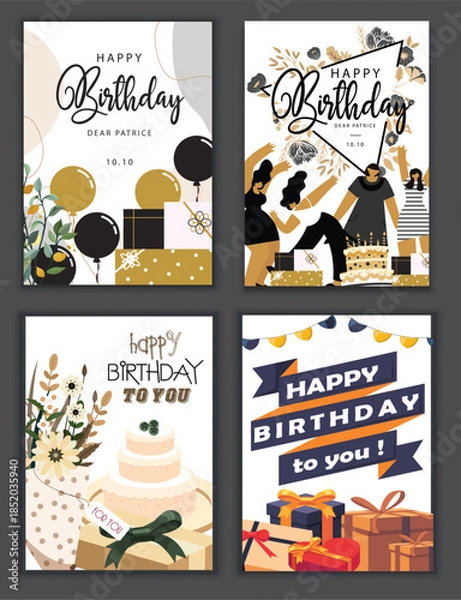 Obraz Elegant Birthday Greeting Card Set
