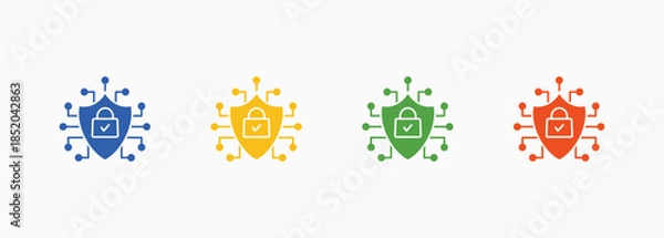 Obraz Cyber Security Icon Set Color Multiple Style Collection Element For Design